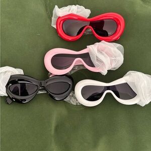 Trendy Sunglasses Set in Red, Pink, Black, and White